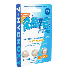 Rave Kratom 40mg Super Strength 7-Hydroxy Tablets | 3ct