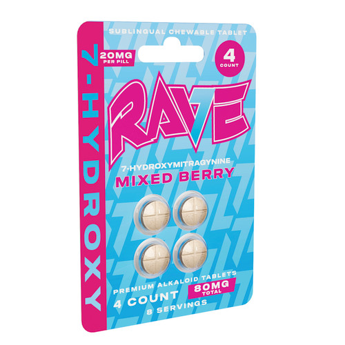 Rave Kratom 20mg 7-Hydroxy Tablets | 4ct