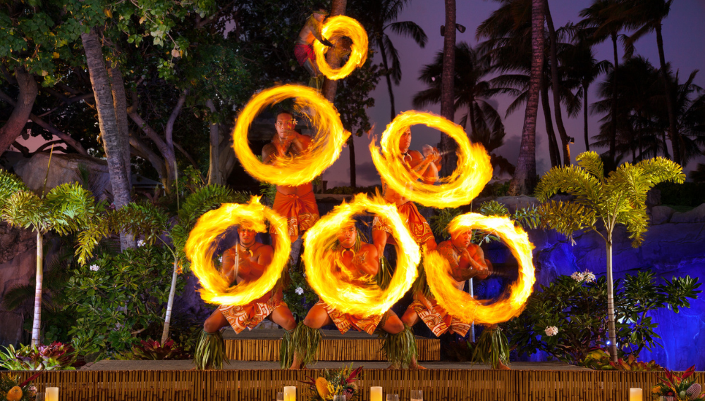 Savor a family-style Hawaiian meal with traditional flavors at the Westin Maui Resort Ohana Luau evening for cruisers in Maui.