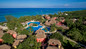 Aerial view of pool & ocean view at Iberostar Resort in Cozumel. 