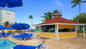 Guests indulging in freshly grilled outdoor snacks, tropical buffets, and unlimited drinks with Breezes Bahamas Resort for a Day Nassau day pass