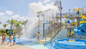 Children playing on slides, splash zones, and water activities at Kid’s Island at Baha Bay Nassau family-friendly resort day pass