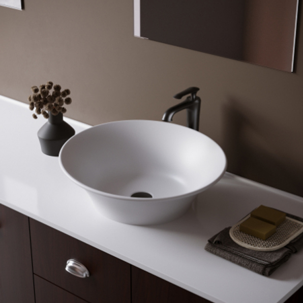 Karran Quattro Matte White Acrylic Vessel Bath Sink Oval