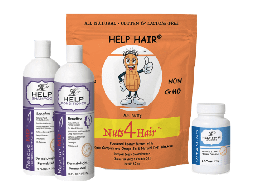 Nutty Combo Pack- Nuts4Hair (30 servings), Help Shampoo, Help Conditioner, Help Hair Vitamins