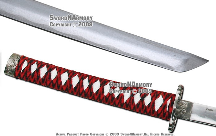 Classic Red Smoke Japanese Samurai Katana 3 Sword Set W/