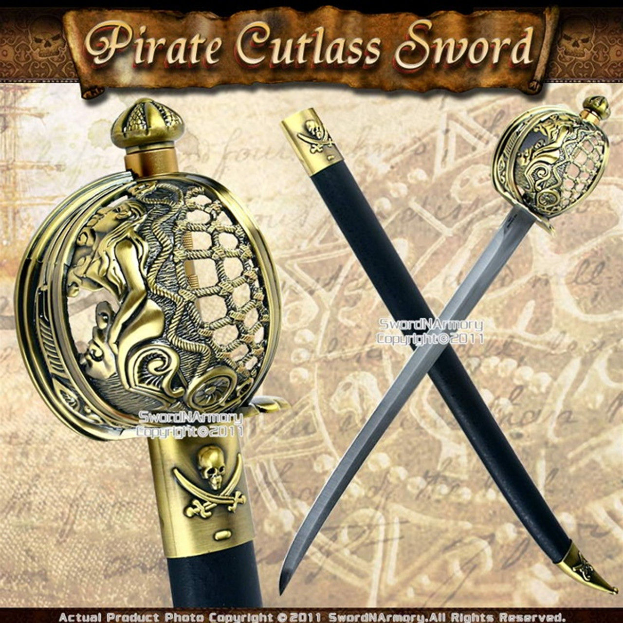 Wooden Caribbean Pirate Cutlass Sword Prop Black in Los Angeles Store