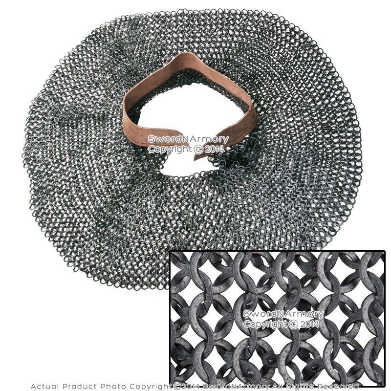 Functional Medieval Aventail Chainmail Neck Protector Flat Ring Wedge