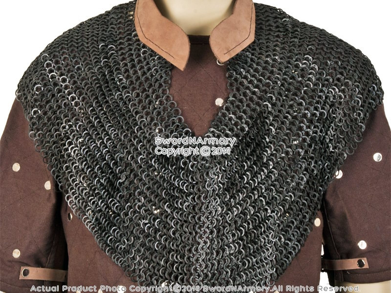 Functional Medieval Aventail Chainmail Neck Protector Flat Ring Wedge