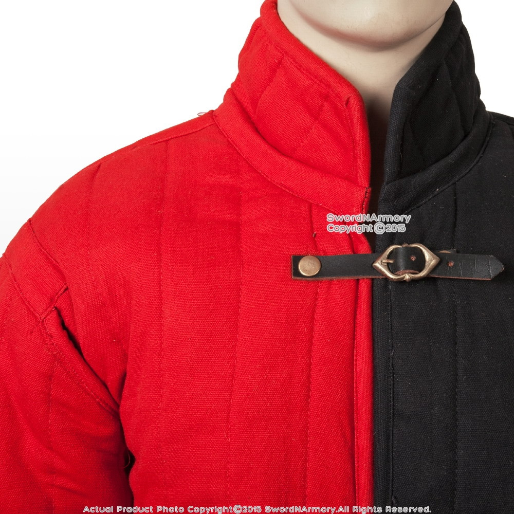 Sca Jacket Medium Size Black Red Gambeson Type 4 Medieval Padded Armour Coat SCA ...