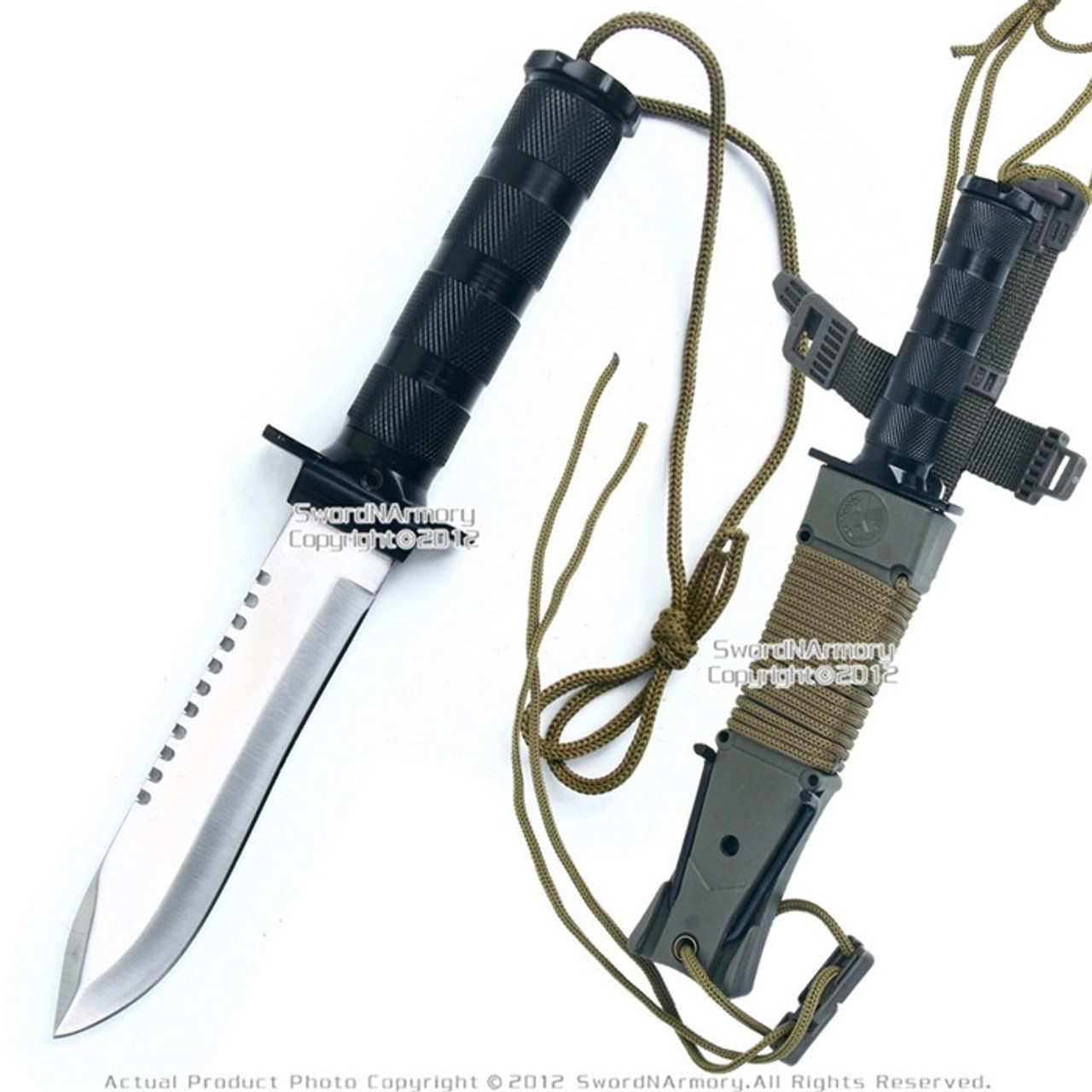 12 Hunting Bayonet Tactical Folding Knife Survival Army Knife 440 Blade  With Leather Knife Cover