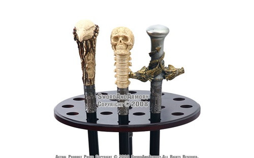 Rotating Wooden Cane Stand Display Rack Holds 18 Canes