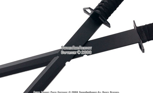 Dual Full Tang Black Ninja Sword W/Sheath 2 In 1 Blade