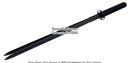 Dual Full Tang Black Ninja Sword W/Sheath 2 In 1 Blade