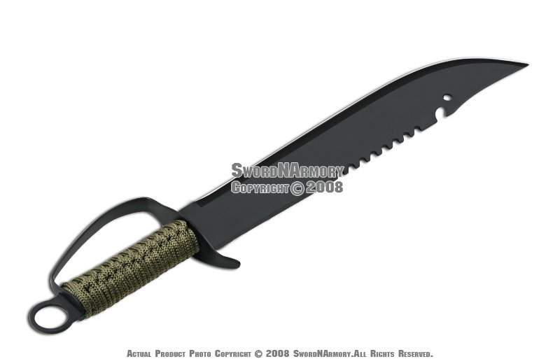 Black Commando Knife Camping Survival Jungle Machete with Camo Carrying
