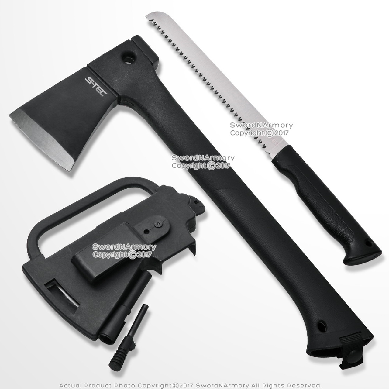 Tactical Survival Axe Outdoor Camping Hatchet with Survival Saw