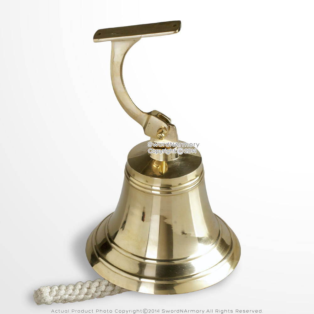 Brass Ship Bell Solid Cast Clapper Rich Tone Knotted Bell Rope Nautical