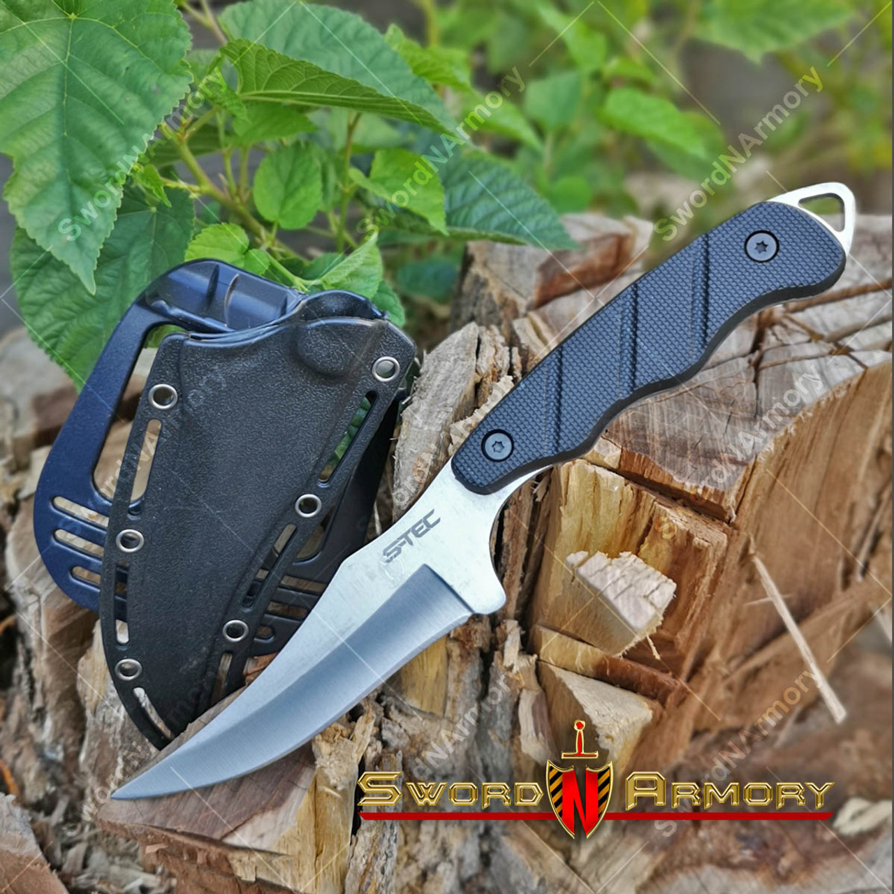 9 Fixed Blade Tactical Hunting Knife with ABS Belt Loop Holster