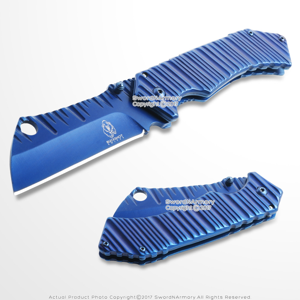 Spring Assisted Opening Cleaver Knife Pocket Folding Blade
