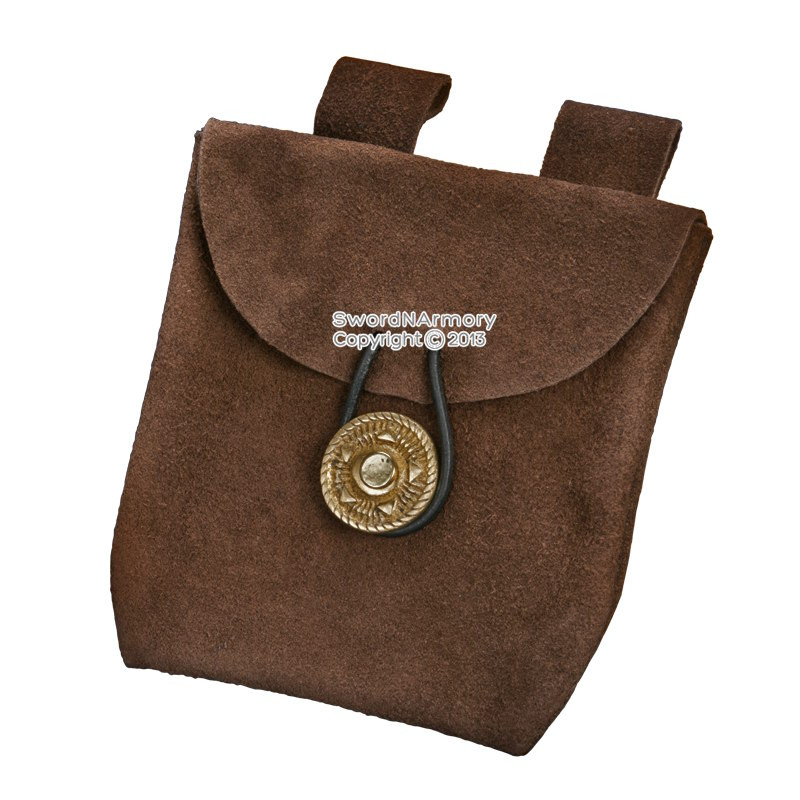 Medieval Backpack - Viking Drawstring Leather Bag For LARP, Renaissance Fair, SCA Reenactment (Dark Brown)