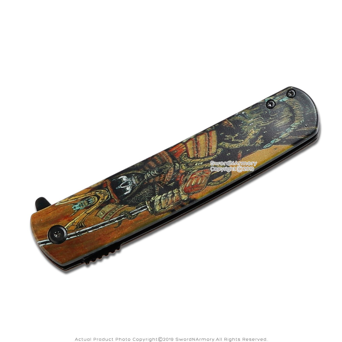 3.5" Tanto Blade Flipper Folding Pocket Knife Polyresin Handle Samurai