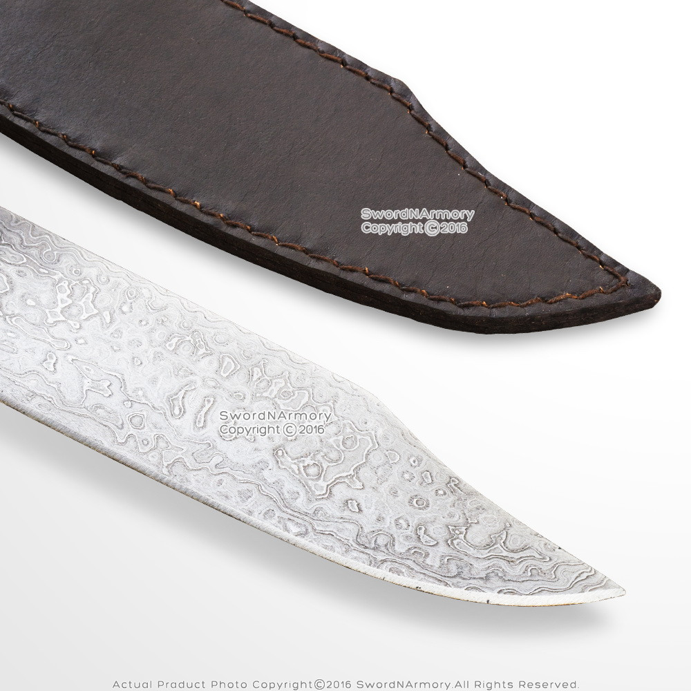 Folded Steel Damascus Handmade Fixed Blade Drop Point Knife Silver ...