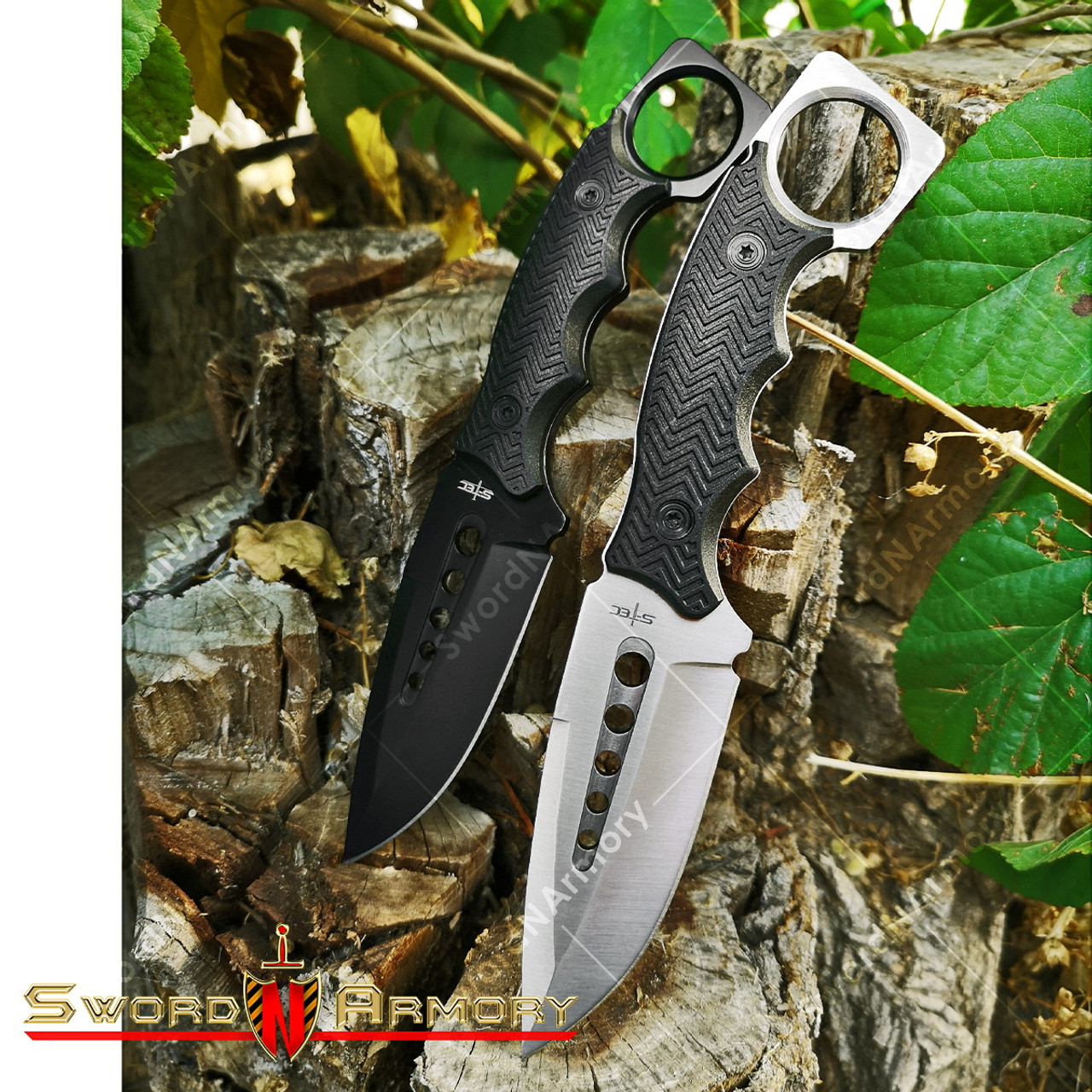 Black ASR Tactical Full Tang Clip Point Blade Slim Kydex Sheath Hook Handle 