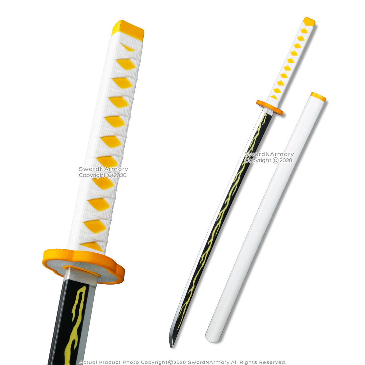 1095 Full Tang Yellow Nichirin Sword Zenitsu Agatsuma SwordDemon Slayer  Swords  eBay