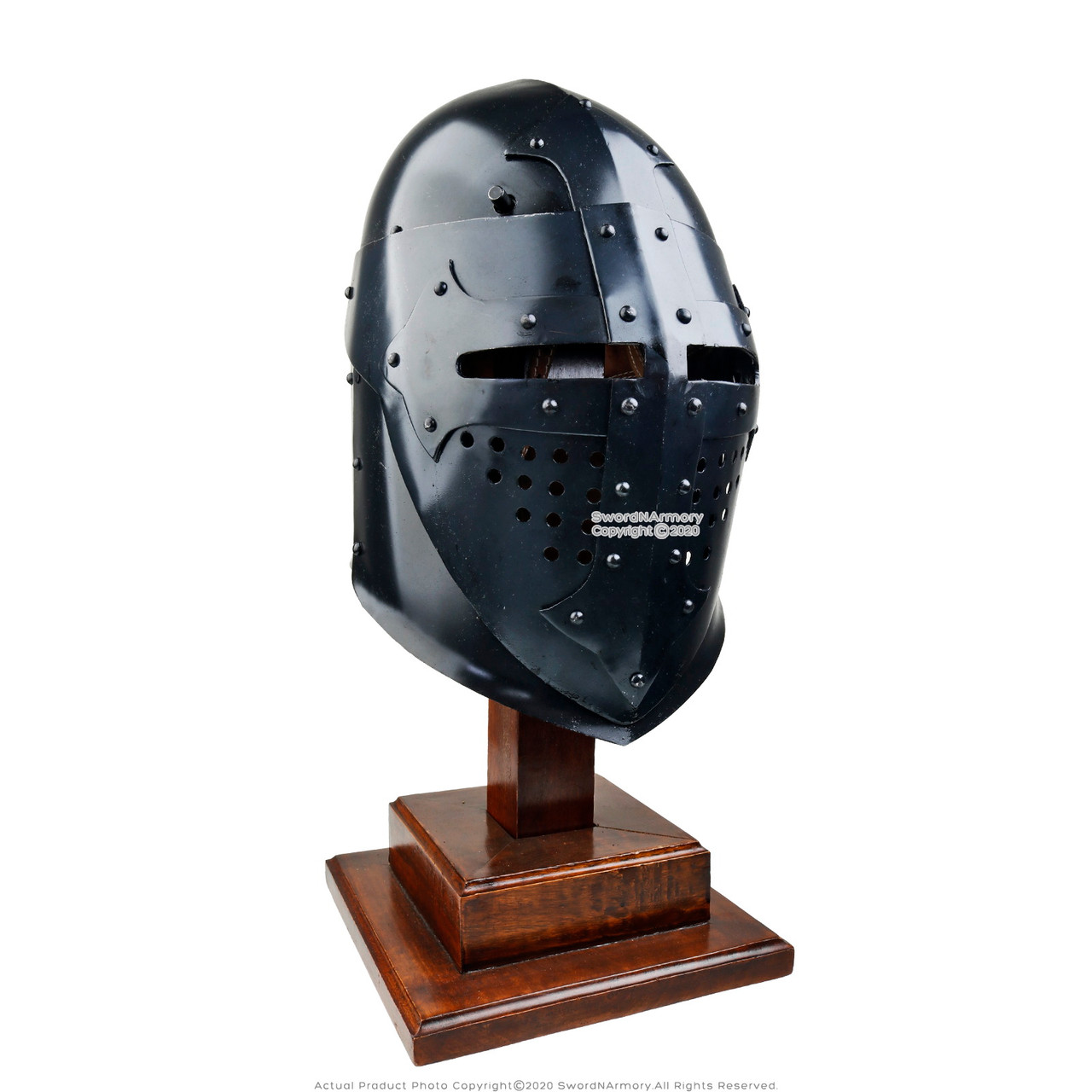 Functional Battle Ready 16G Medieval Black Knight Bassinet Helmet LARP ...