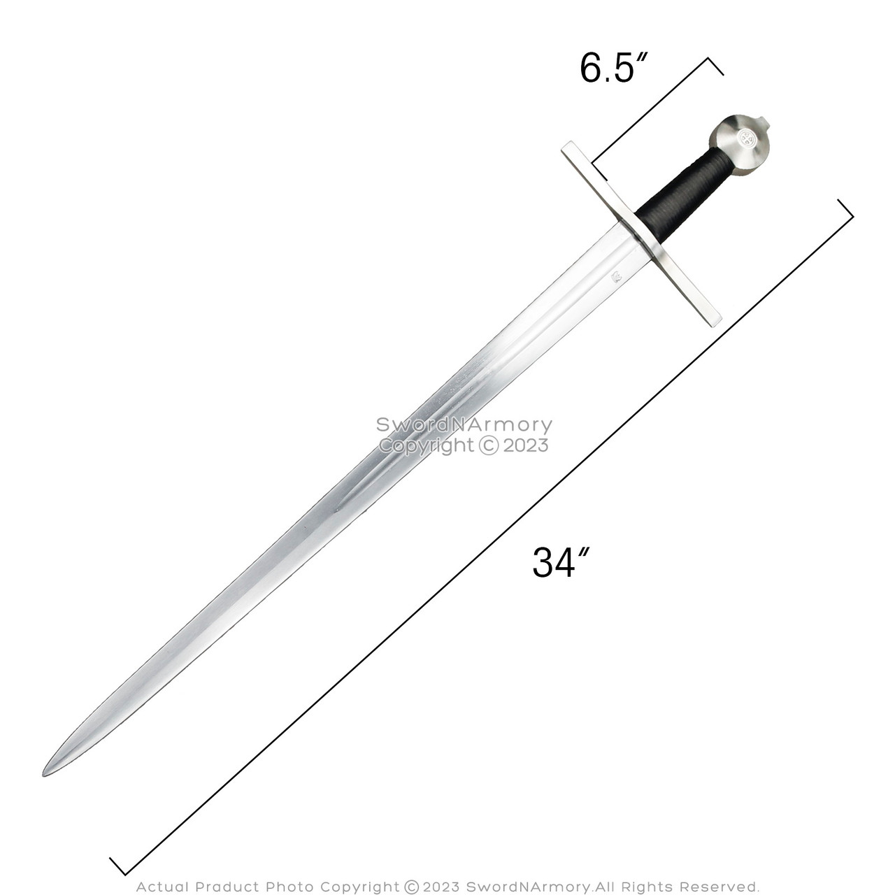 7018 36" Function Arming Short Sword Medieval Sharp Tang XVI Type W