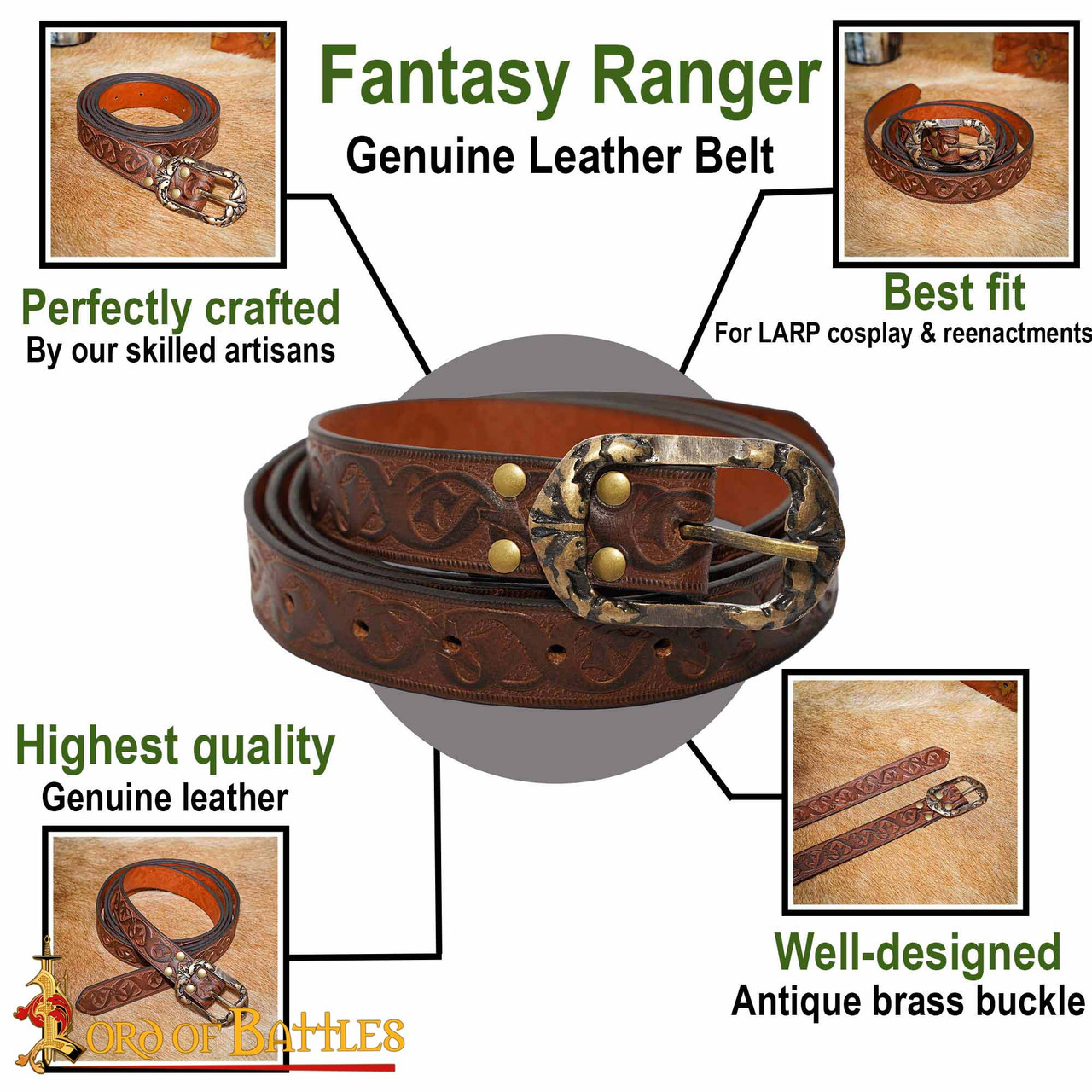 Blue Fantasy Print Thin Leather Belt main image 0