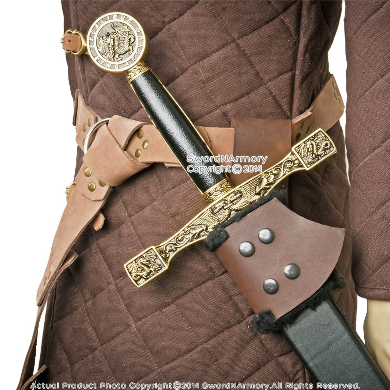 Brown Medieval Genuine Leather Right Handed Sword Frog Holder ...