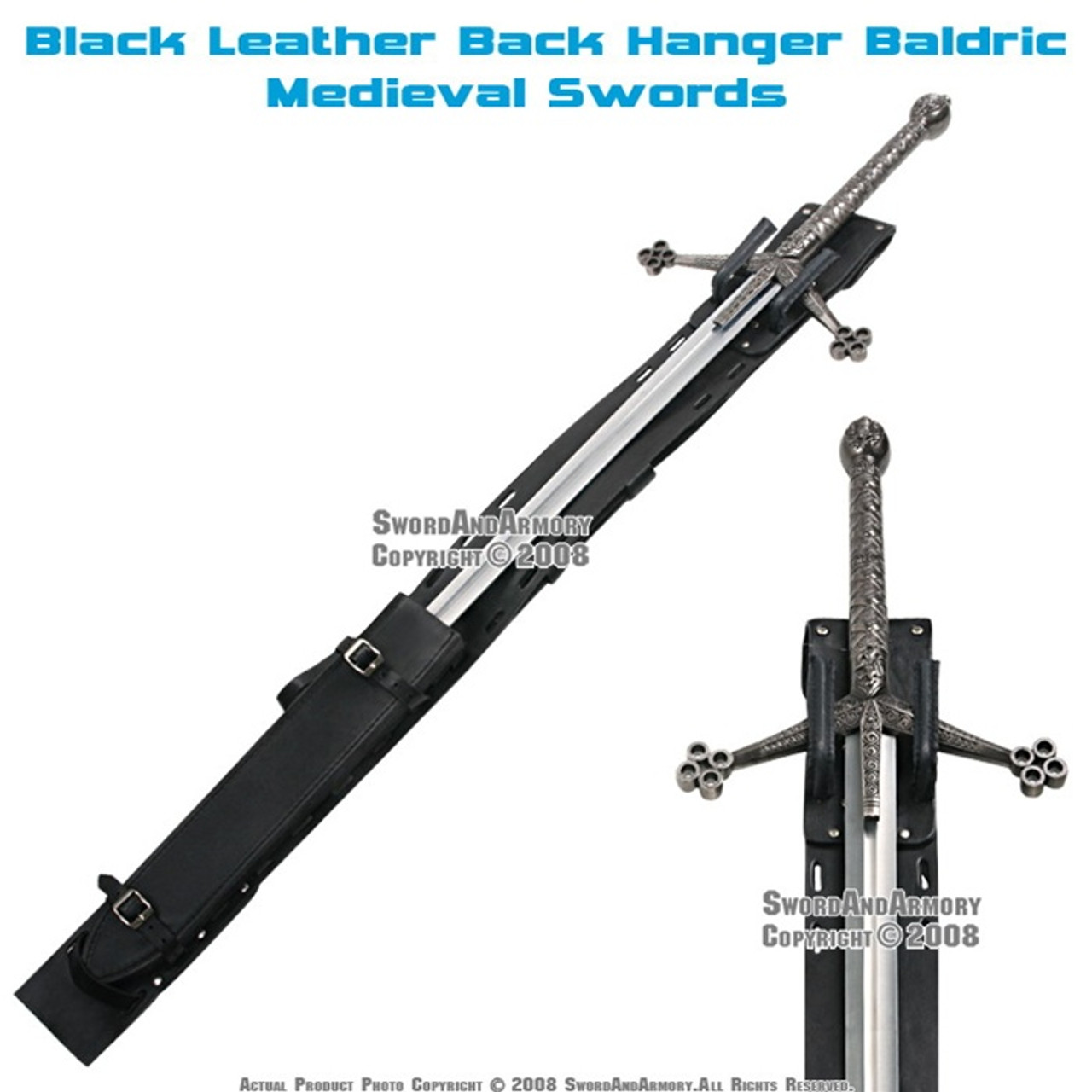 Leather Back Hanger Baldric for Long Medieval Swords