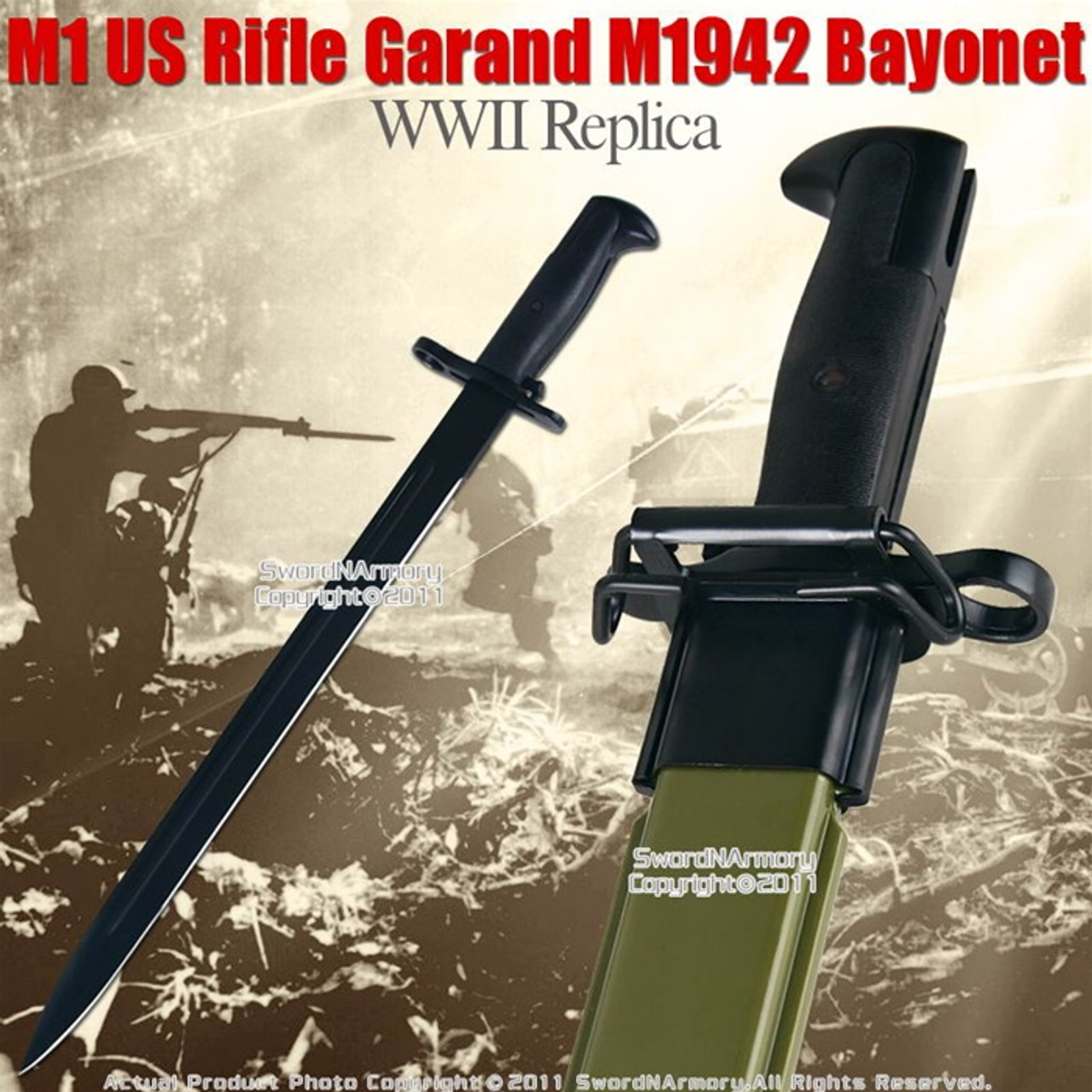 M1 US Rifle Garand M1942 Bayonet WWII Replica Knife