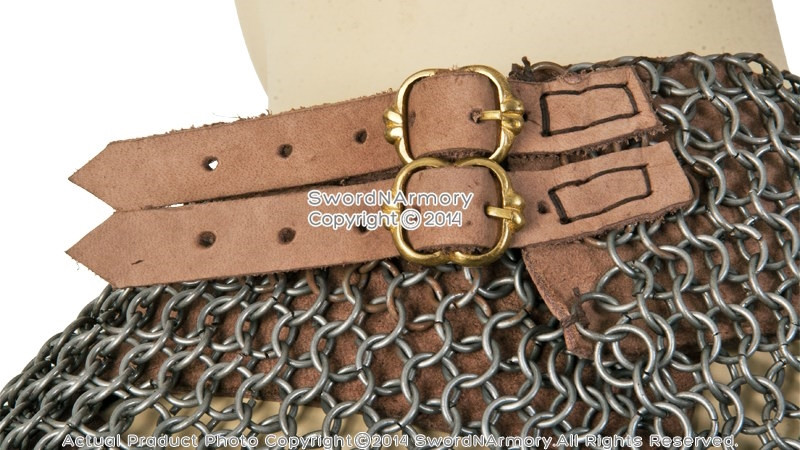 Medieval Chainmail Aventail Neck Protector w/ High Tensile Rings