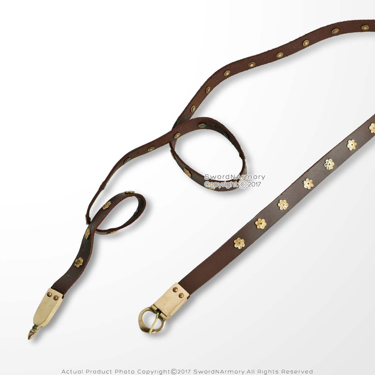 Medieval Renaissance Viking Celtic Leather Belt with Brass Rosette ...