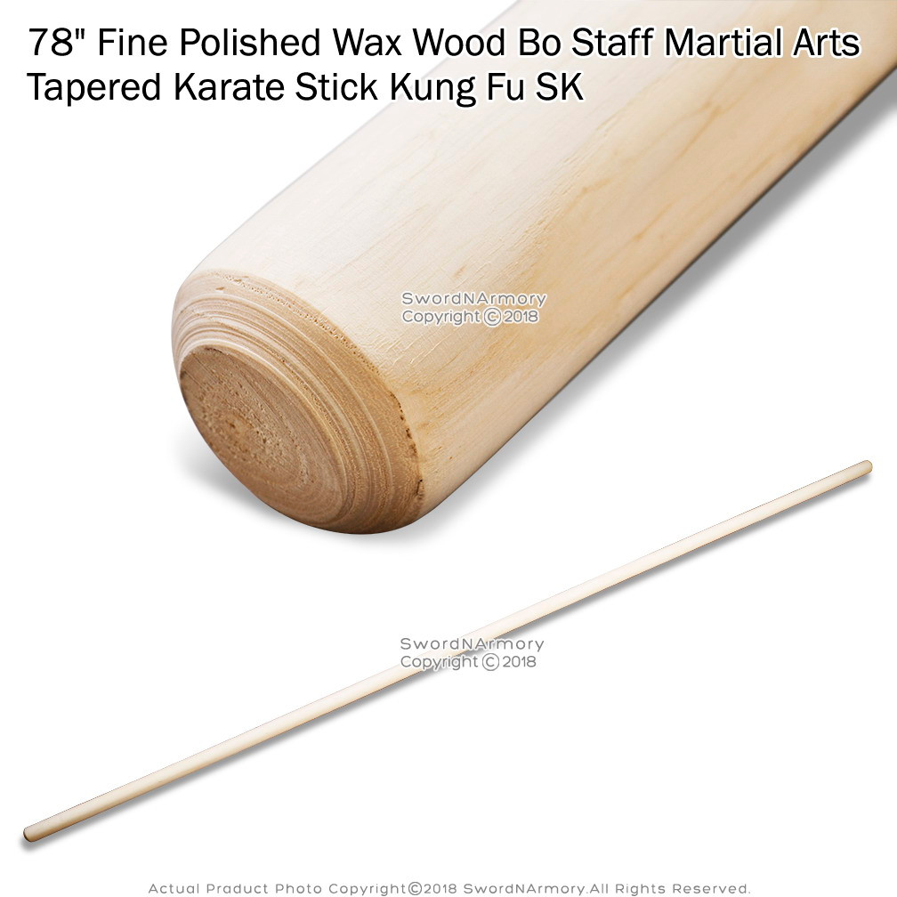 Natural/Polished White Wax Wood Bo Staff Martial Arts Taper Karate