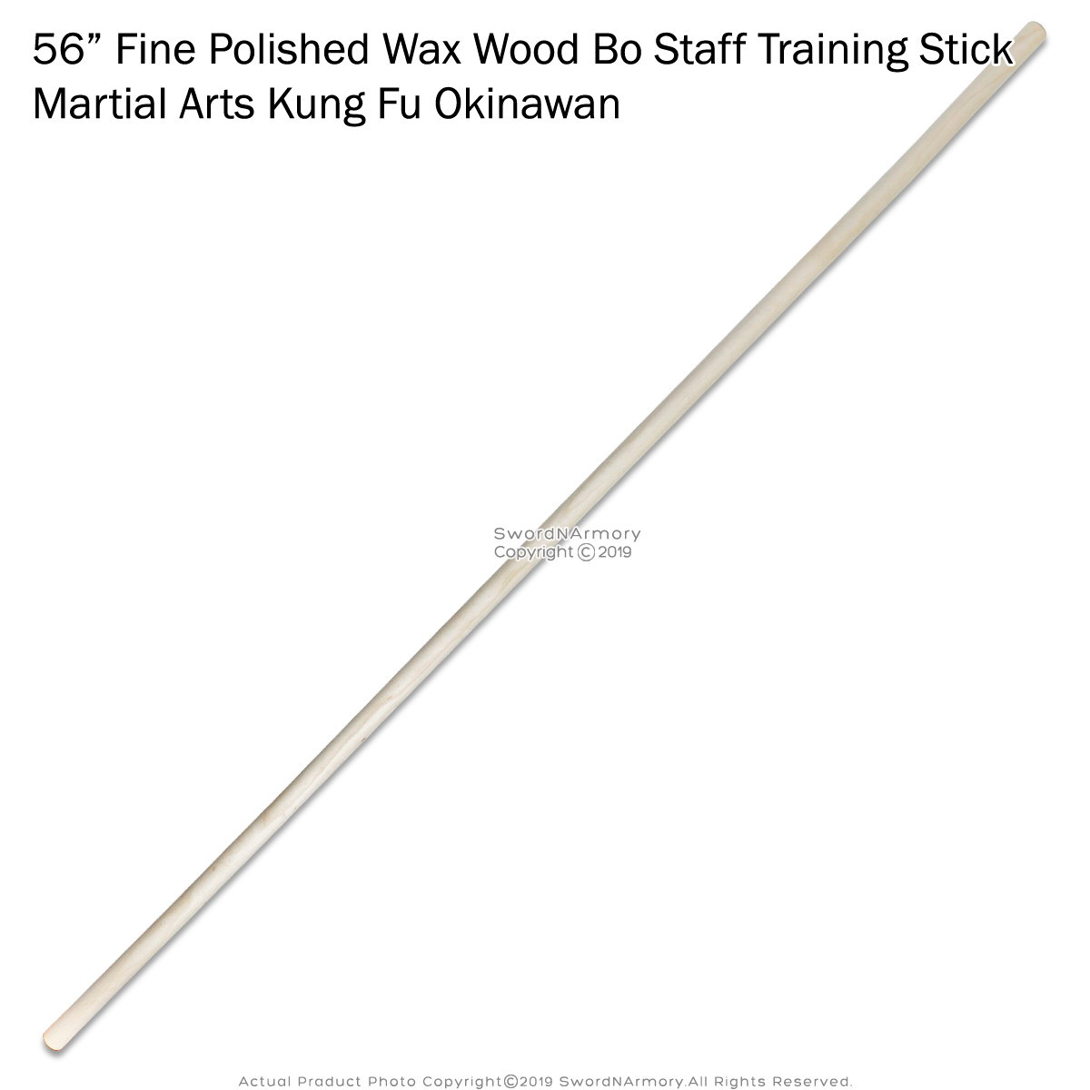 Natural/Polished White Wax Wood Bo Staff Martial Arts Taper Karate