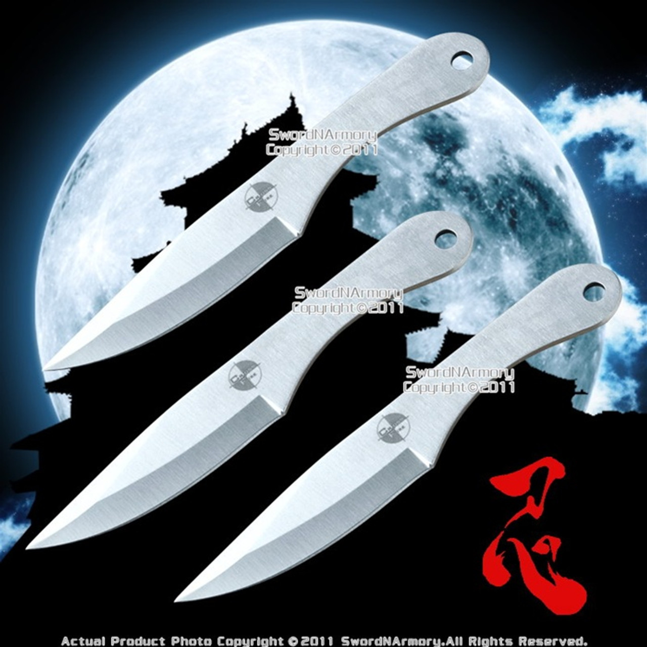 Blue Fantasy Ninja Warrior Sword 26 W/2 pcs Throwing Knife Set - Edge  Import