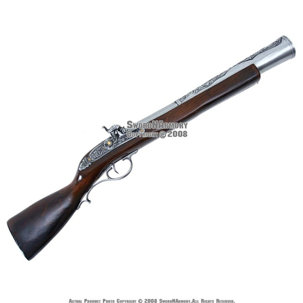 Lion's Head Blunderbuss Flintlock Wood and Metal Replica Pistol 16 Inc —