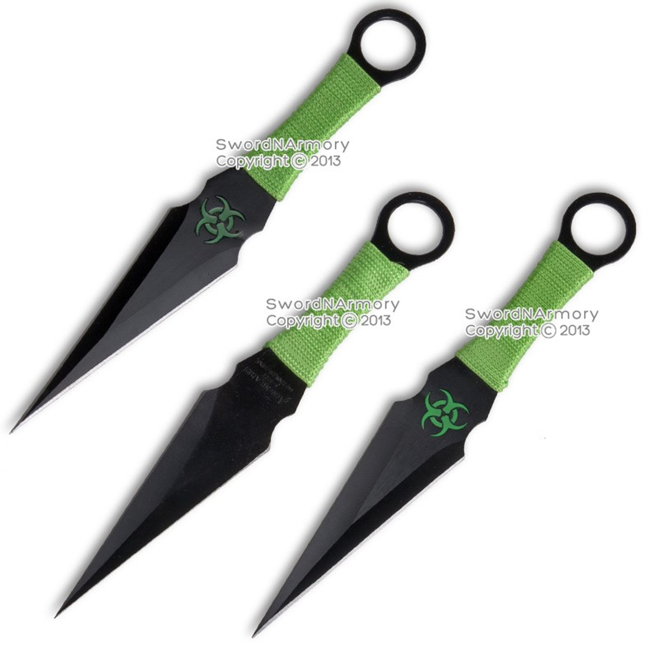 Green Fantasy Ninja Warrior Sword 26 W/2 pcs Throwing Knife Set - Edge  Import