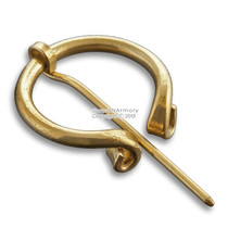 Medieval Hand Forged Celtic Penannular 45mm Round Brass Brooch 3" Cloak Cape Pin