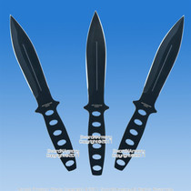 3 Pcs 6.5" Black Steel Throwing Knife Set W/ Sheath