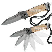 Spring Assisted Tactical Rescue Knife Brown G10 Handle 8Cr14Mov Steel Blade