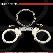 Silver Steel Chain Double Lock Leg Cuffs With Spare Key Silver Steel Chain Double Lock Leg Cuffs With Spare Key