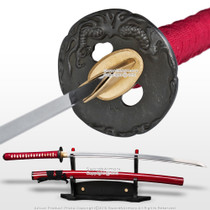 Ryujin T10 Differential Harden Steel Handmade Dragon Katana Sword with Bohi Red