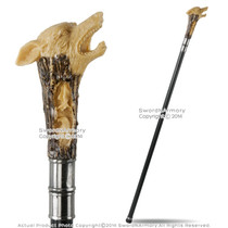 34" Fierce Wolf Head Handle Steel Shaft Fantasy Walking Stick Gentleman's Cane Decorative Display 34" Fierce Wolf Head Handle Steel Shaft Fantasy Walking Stick Gentleman's Cane Decorative Display
