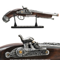 17 Decorative Naval Pirate Toy Gun Flintlock Blunderbuss Replica Pistol  w/Stand