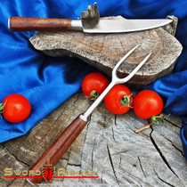 Stainless Steel Wood Handle Medieval Fork and Knife Cutlery Set Stainless Steel Wood Handle Medieval Fork and Knife Cutlery Set