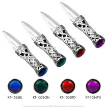 7" Silver Scottish Fantasy Dirk Knife Small Scotland Dagger w/ Multiple Color Gem Stone 7" Silver Scottish Fantasy Dirk Knife Small Scotland Dagger w/ Multiple Color Gem Stone