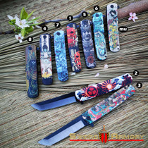 3.5" Tanto Blade Flipper Folding Pocket Knife Polyresin Handle Samurai Print